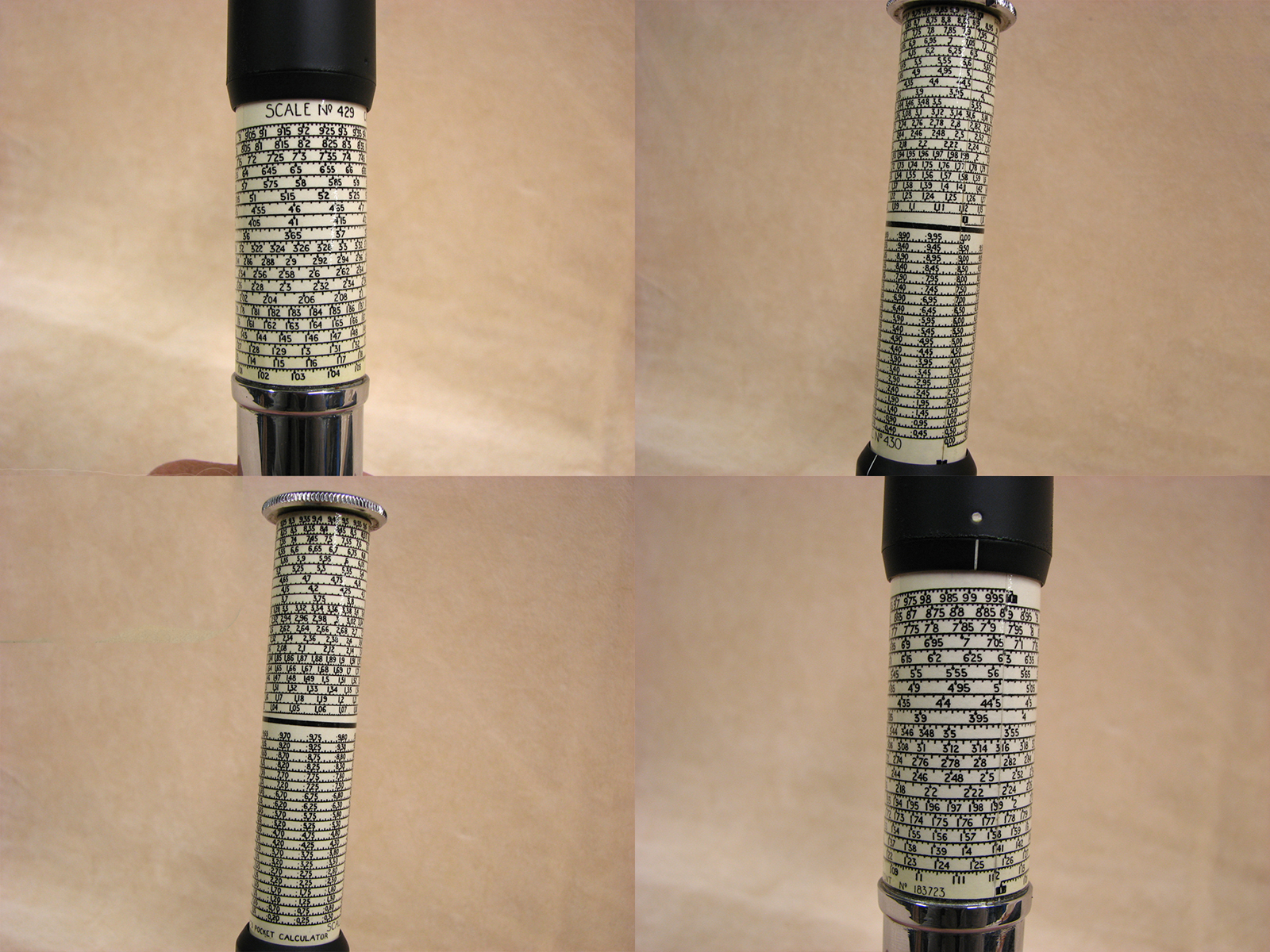 1960's Otis King Model L type C leather cased cylindrical slide rule calculator